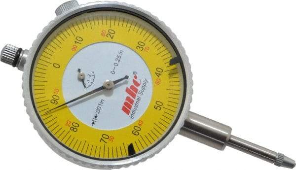 Value Collection - 1/4" Range, 0-100 Dial Reading, 0.001" Graduation Dial Drop Indicator - 2-9/32" Dial, Revolution Counter - Industrial Tool & Supply