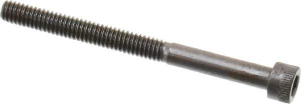 Made in USA - #8-32 UNC Hex Socket Drive, Socket Cap Screw - Alloy Steel, Black Oxide Finish, Partially Threaded, 2" Length Under Head - Industrial Tool & Supply