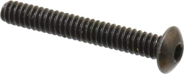 Holo-Krome - #6-32 UNC Hex Socket Drive, Button Screw - Alloy Steel, Black Oxide Finish, Fully Threaded, 1" Length Under Head - Industrial Tool & Supply