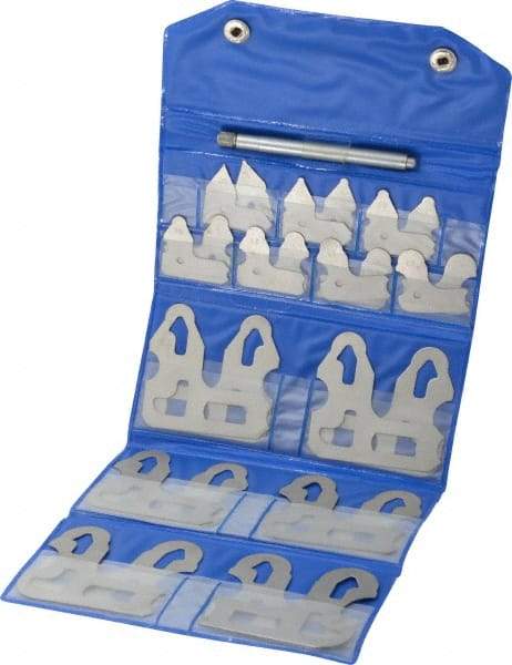 Value Collection - 26 Piece, 0.5 to 13 mm Radius, Steel Radius Gage Set - 0.5 mm Graduation, Satin Chrome Coated - Industrial Tool & Supply