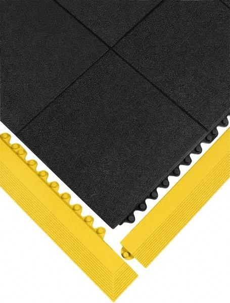 Wearwell - 39" Long x 3" Wide x 5/8" Thick, Anti-Fatigue Modular Matting Ramp Edge - Female, Yellow, For Dry & Wet Areas, Series 572 - Industrial Tool & Supply