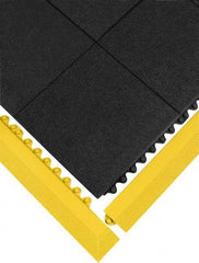 Wearwell - 39" Long x 3" Wide x 5/8" Thick, Anti-Fatigue Modular Matting Ramp Edge - Female, Yellow, For Dry & Wet Areas, Series 572 - Industrial Tool & Supply