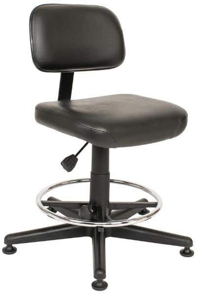 Bevco - Pneumatic Height Adjustable Chair - Vinyl Seat, Black - Industrial Tool & Supply
