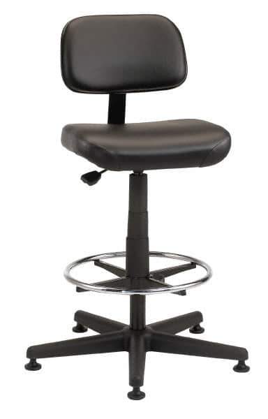 Bevco - Pneumatic Height Adjustable Chair - Vinyl Seat, Black - Industrial Tool & Supply