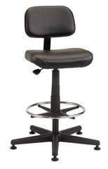 Bevco - Pneumatic Height Adjustable Chair - Vinyl Seat, Black - Industrial Tool & Supply
