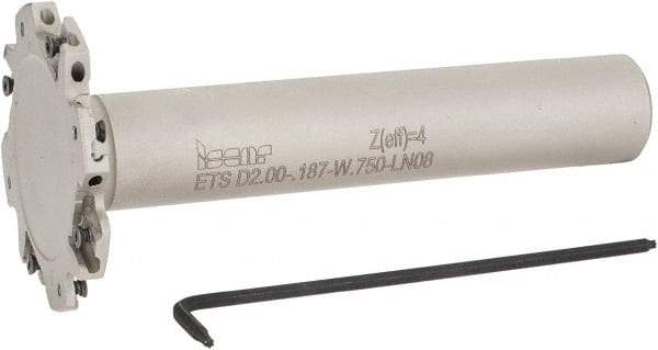 Iscar - Shank Connection, 3/16" Cutting Width, 5/8" Depth of Cut, 2" Cutter Diam, 4 Tooth Indexable Slotting Cutter - 3/4" Shank Diam, ETS-LN08 Toolholder, LNET Insert, Right Hand Cutting Direction - Industrial Tool & Supply