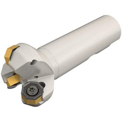 Iscar - 45° Lead Angle, 35.4mm Max Cut Diam, 25mm Min Cut Diam, 3.5mm Max Depth of Cut, Indexable Chamfer and Angle End Mill - 2 Inserts, ONMU 0505 Insert Style, 100mm Overall Length, Through Coolant, Straight Shank - Industrial Tool & Supply