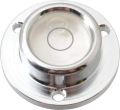 Geier & Bluhm, Inc. - 1-1/4 Inch Base Diameter x 0.44 Inch Overall Height, 1 Circle, Brass Bull's Eye Circular Level - 0.276 Inch Vial Diameter, 5/8 Inch Inner Diameter, 0.12 Inch Mounting Hole Diameter, 0.1 Inch Sensitivity, -40 to 150°F - Industrial Tool & Supply