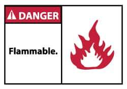 NMC - Danger - Flammable, Pressure Sensitive Vinyl Fire Sign - 5" Wide x 3" High - Industrial Tool & Supply