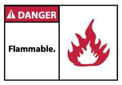 NMC - Danger - Flammable, Pressure Sensitive Vinyl Fire Sign - 5" Wide x 3" High - Industrial Tool & Supply