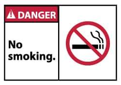 NMC - Accident Prevention Label, Header: DANGER - Legend: Danger - No Smoking, English, Red, Black & White, 5" Long x 3" High, Sign Muscle Finish - Industrial Tool & Supply