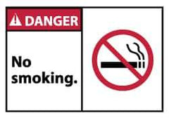 NMC - Accident Prevention Label, Header: DANGER - Legend: Danger - No Smoking, English, Red, Black & White, 5" Long x 3" High, Sign Muscle Finish - Industrial Tool & Supply