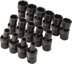 SK - 15 Piece 3/8" Drive Standard Impact Socket Set - 6 Points, 8 to 21mm, Metric Measurement Standard - Industrial Tool & Supply