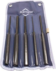 Mayhew - 5 Piece, 1/8 to 3/8", Pin Punch Set - Round Shank, Comes in Vinyl Pouch - Industrial Tool & Supply