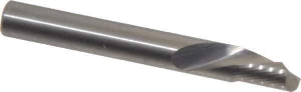 Onsrud - 1/4" Cutting Diam x 3/8" Length of Cut, 1 Flute, Downcut Spiral Router Bit - Uncoated, Right Hand Cut, Solid Carbide, 2" OAL x 1/4" Shank Diam, Single Edge, 22° Helix Angle - Industrial Tool & Supply