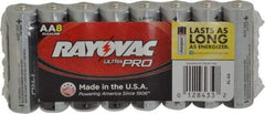 Rayovac - Size AA, Alkaline, 8 Pack, Standard Battery - 1.5 Volts, Button Tab Terminal - Industrial Tool & Supply
