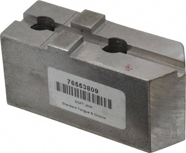 H & R Manufacturing - Tongue & Groove Attachment, Square Soft Lathe Chuck Jaw - Steel, 1-3/4" Btw Mount Hole Ctrs, 3-15/16" Long x 1-1/2" Wide x 1-7/8" High, 5/16" Groove - Industrial Tool & Supply