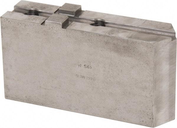 H & R Manufacturing - Tongue & Groove Attachment, Square Soft Lathe Chuck Jaw - Steel, 3" Btw Mount Hole Ctrs, 7-1/4" Long x 2" Wide x 3-13/16" High, 1/2" Groove - Industrial Tool & Supply