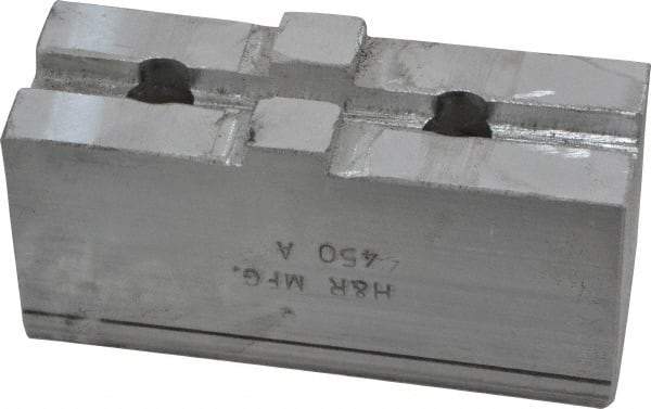 H & R Manufacturing - Tongue & Groove Attachment, Square Soft Lathe Chuck Jaw - Aluminum, 1-3/4" Btw Mount Hole Ctrs, 3-1/2" Long x 1-1/4" Wide x 1-5/8" High, 5/16" Groove - Industrial Tool & Supply