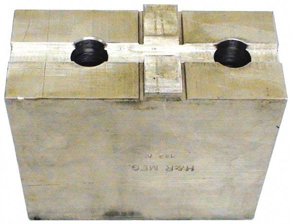 H & R Manufacturing - Tongue & Groove Attachment, Square Soft Lathe Chuck Jaw - Aluminum, 3" Btw Mount Hole Ctrs, 5-5/8" Long x 2" Wide x 3-13/16" High, 1/2" Groove - Industrial Tool & Supply