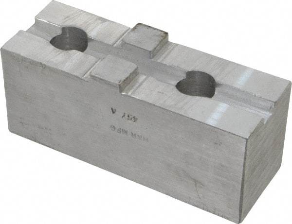 H & R Manufacturing - Tongue & Groove Attachment, Square Soft Lathe Chuck Jaw - Aluminum, 3" Btw Mount Hole Ctrs, 5-5/8" Long x 2" Wide x 2-5/16" High, 1/2" Groove - Industrial Tool & Supply