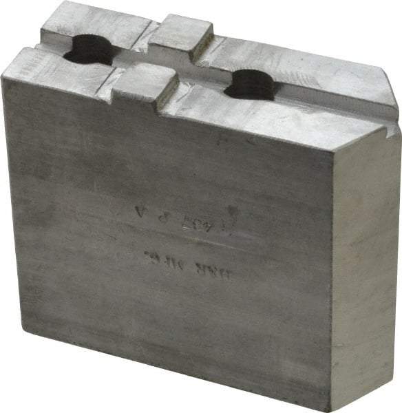 H & R Manufacturing - Tongue & Groove Attachment, Square Soft Lathe Chuck Jaw - Aluminum, 1-3/4" Btw Mount Hole Ctrs, 3-15/16" Long x 1-1/2" Wide x 3-3/8" High, 5/16" Groove - Industrial Tool & Supply