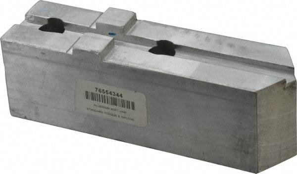 H & R Manufacturing - Tongue & Groove Attachment, Square Soft Lathe Chuck Jaw - Aluminum, 3" Btw Mount Hole Ctrs, 7-1/4" Long x 2" Wide x 2-5/16" High, 1/2" Groove - Industrial Tool & Supply