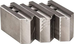 H & R Manufacturing - 1.5mm x 60° Serrated Attachment, Square Soft Lathe Chuck Jaw - 3 Jaws, Steel, 0.787" Btw Mount Hole Ctrs, 3-1/8" Long x 1-1/4" Wide x 2" High, 0.472" Groove, 10mm Fastener - Industrial Tool & Supply