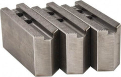 H & R Manufacturing - 1.5mm x 60° Serrated Attachment, Square Soft Lathe Chuck Jaw - 3 Jaws, Steel, 1" Btw Mount Hole Ctrs, 4-1/4" Long x 1-1/2" Wide x 2-1/2" High, 0.551" Groove, 12mm Fastener - Industrial Tool & Supply