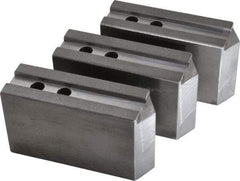 H & R Manufacturing - 1.5mm x 60° Serrated Attachment, Square Soft Lathe Chuck Jaw - 3 Jaws, Steel, 1.181" Btw Mount Hole Ctrs, 6-1/4" Long x 2" Wide x 3-1/2" High, 0.71" Groove, 14mm Fastener - Industrial Tool & Supply