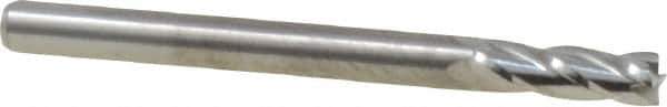 M.A. Ford - 1/8", 3/8" LOC, 1/8" Shank Diam, 1-1/2" OAL, 4 Flute, Solid Carbide Square End Mill - Single End, Uncoated, Spiral Flute, 30° Helix, Centercutting, Right Hand Cut, Right Hand Flute, Series 117 - Industrial Tool & Supply