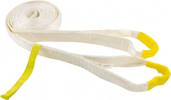 Erickson Manufacturing - 20' Long x 2" Wide, 18,000 Lb Basket Capacity, Polyester Blend Web Sling - White - Industrial Tool & Supply