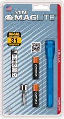 Mag-Lite - Krypton Bulb, 9 Lumens, Mini Flashlight - Blue Aluminum Body, 2 AAA Alkaline Batteries Included - Industrial Tool & Supply