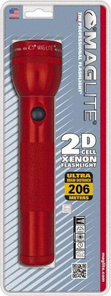 Mag-Lite - Krypton Bulb, 27 Lumens, Industrial/Tactical Flashlight - Red Aluminum Body, 2 D Batteries Not Included - Industrial Tool & Supply