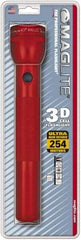 Mag-Lite - Krypton Bulb, 45 Lumens, Industrial/Tactical Flashlight - Red Aluminum Body, 3 D Batteries Not Included - Industrial Tool & Supply