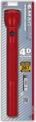 Mag-Lite - Krypton Bulb, 98 Lumens, Industrial/Tactical Flashlight - Red Aluminum Body, 4 D Batteries Not Included - Industrial Tool & Supply