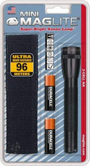 Mag-Lite - Krypton Bulb, 14 Lumens, Industrial/Tactical Flashlight - Black Aluminum Body, 2 AA Alkaline Batteries Included - Industrial Tool & Supply