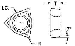 Everede Tool - WCGT015 Grade CS2 Carbide Boring Insert - Uncoated, 80° Trigon, 7° Relief Angle, 5/32" Inscr Circle, 1/16" Thick, 1/64" Corner Radius - Industrial Tool & Supply