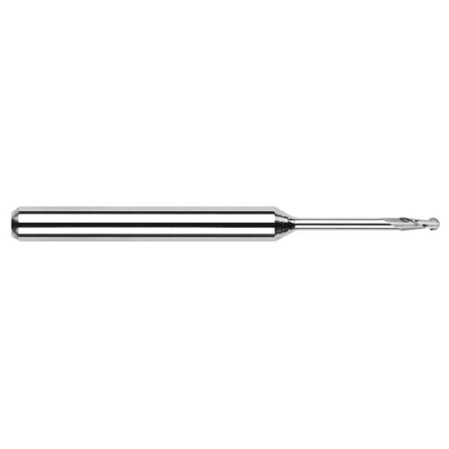 ‎3/16″ Dia. × 3/16″ Shank × 0.57″ DOC × 2-1/2″ OAL, Carbide Uncoated, Standard , 4 Flute, Ballnose End Mill - Exact Industrial Supply