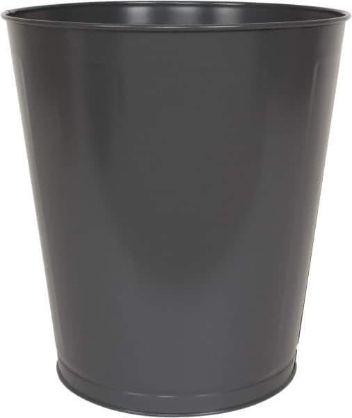 Value Collection - 28 Qt Gray Round Trash Can - Steel, 14-1/4" High - Industrial Tool & Supply