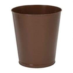 Value Collection - 28 Qt Brown Round Trash Can - Steel, 14-1/4" High - Industrial Tool & Supply