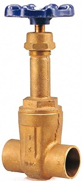 NIBCO - Class 125, Soldered Bronze Solid Wedge Rising Stem Gate Valve - 200 WOG, 125 WSP, Screw-In Bonnet - Industrial Tool & Supply