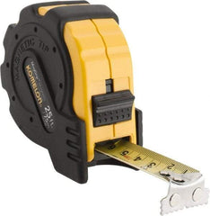 Komelon - 25' x 1" Yellow Blade Tape Measure - 1/16" & 1mm Graduation, Inch/Metric Graduation Style, Yellow/Black Case - Industrial Tool & Supply