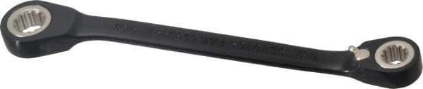 Proto - 7/32" x 9/32" 12 Point Spline Reversible Ratcheting Box Wrench - Double End, 11/16" Head Diam x 1/8" Head Thickness, 4-1/2" OAL, Steel, Black Chrome Finish - Industrial Tool & Supply