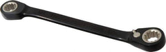 Proto - 1/4" x 5/16" 12 Point Spline Reversible Ratcheting Box Wrench - Double End, 11/16" Head Diam x 1/8" Head Thickness, 4-1/2" OAL, Steel, Black Chrome Finish - Industrial Tool & Supply