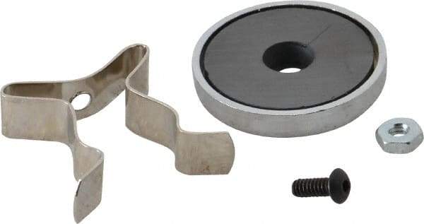 Mag-Mate - 11 Lb Max Pull Force, 1-17/32" Overall Height, 1.41" Diam, Ceramic Cup Magnet - Clamp Style, 3/4" Clamp Opening, Chrome Plated - Industrial Tool & Supply