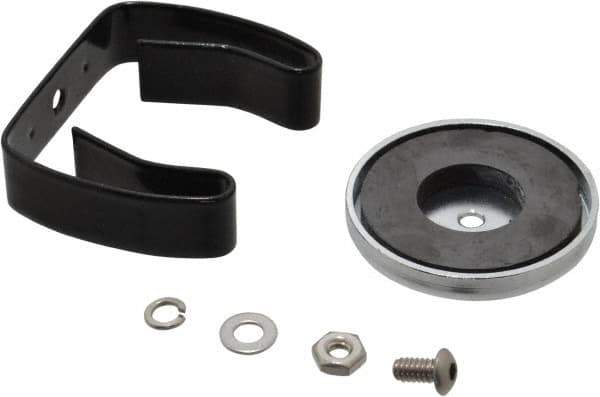 Mag-Mate - 19 Lb Max Pull Force, 2-5/16" Overall Height, 2.03" Diam, Ceramic Cup Magnet - Clamp Style, 2-1/2" Clamp Opening, Chrome Plated - Industrial Tool & Supply
