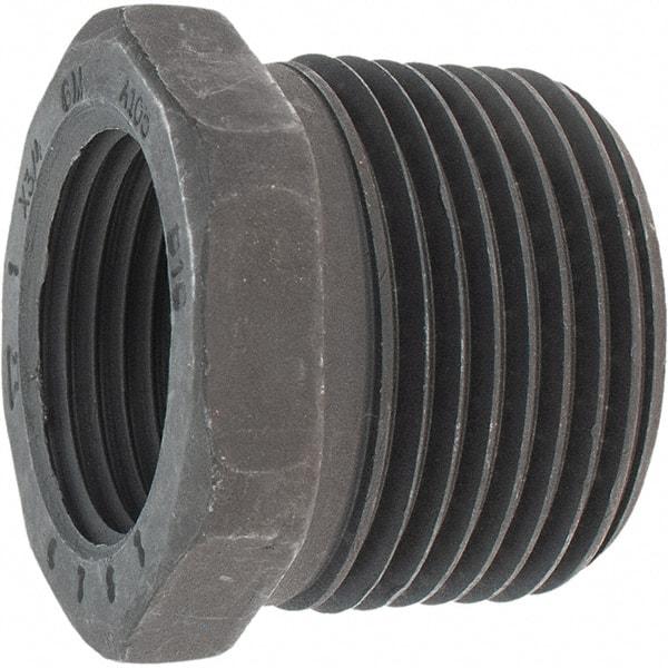 Made in USA - Size 1 x 3/4", Class 3,000, Forged Carbon Steel Black Pipe Hex Bushing - 3,000 psi, Threaded End Connection - Industrial Tool & Supply