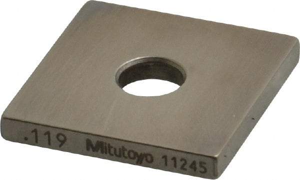 Mitutoyo - 0.119" Square Steel Gage Block - Accuracy Grade 0, Includes Certificate of Inspection - Industrial Tool & Supply