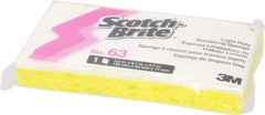 3M - 6.1" Long x 3.6" Wide x 0.7" Thick Scouring Sponge - Light-Duty, Yellow/White - Industrial Tool & Supply